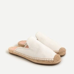 J. Crew White Canvas Espadrille Mules size 10